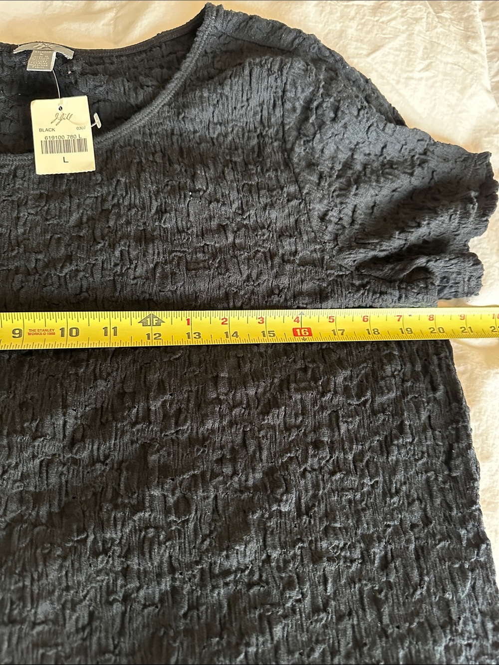 NWT J. Jill Black Crinkle Short-Sleeve Tee - Picture 4 of 6